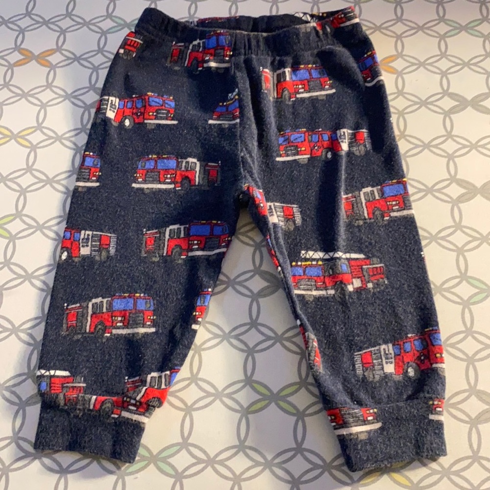Blue & Red Firetruck Pants. Size 3-6 Months